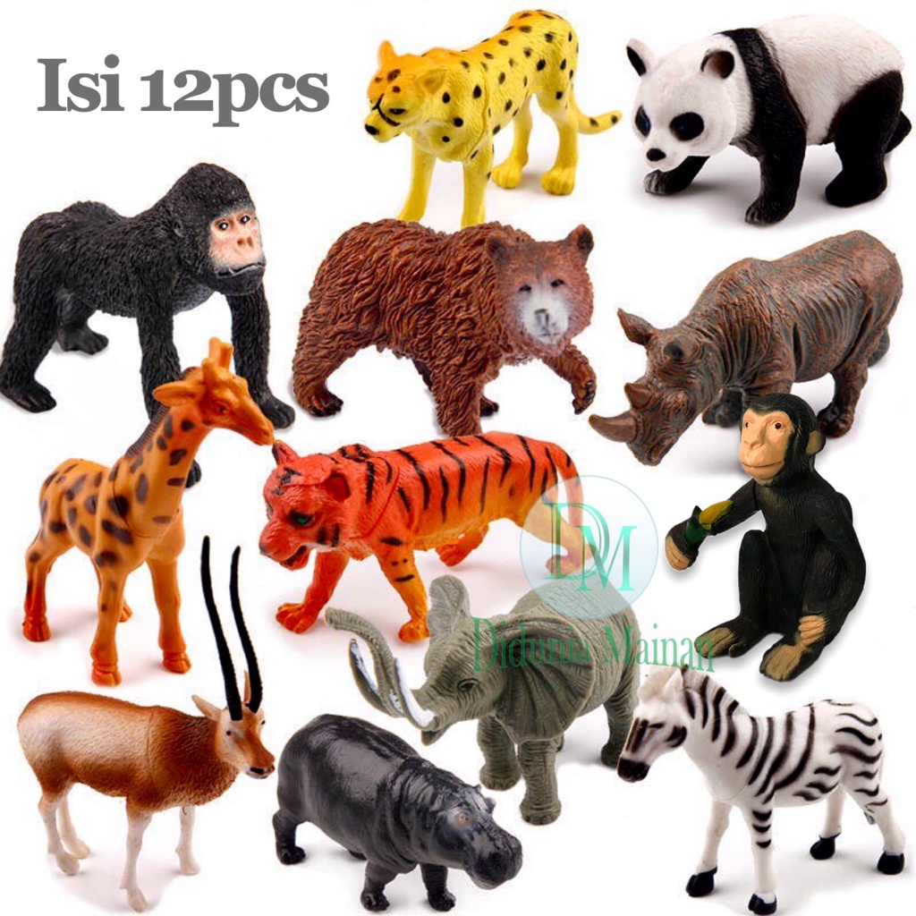 mainan hewan karet koleksi anak binatang set wild animal figure set