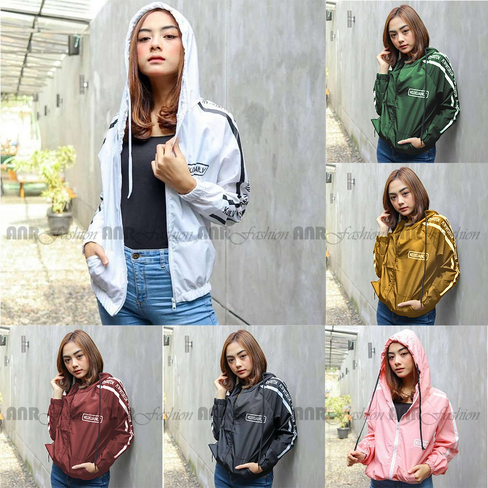 Jaket Kuxu Hoodie Resleting Wanita - Jaket Parasut Hoodie Zipper Wanita - Jaket Sporty Wanita