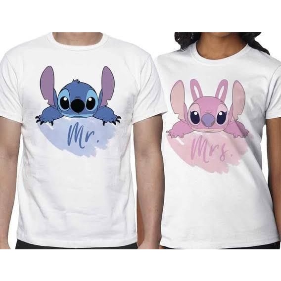 MYSTIQUE.ID-BAJU KAOS COUPLE MR&amp;MRS STITCH T-SHIRT LUCU DAN AESTHETIC