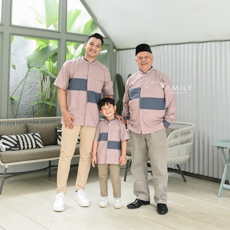 SARIMBIT FAMILY SET BAJU KOKO AZZAM AZIMA AMILY PAKAIAN MUSLIM PRIA LENGAN PANJANG PENDEK KANCING DE