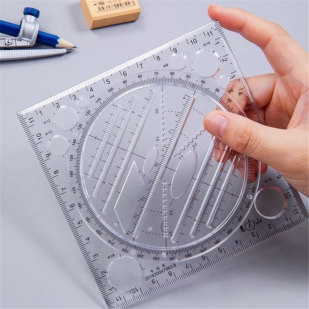 (Cod Tangding) Penggaris Bulat / Elips Multifungsi Bisa Dilepas Untuk Menggambar / Matematika