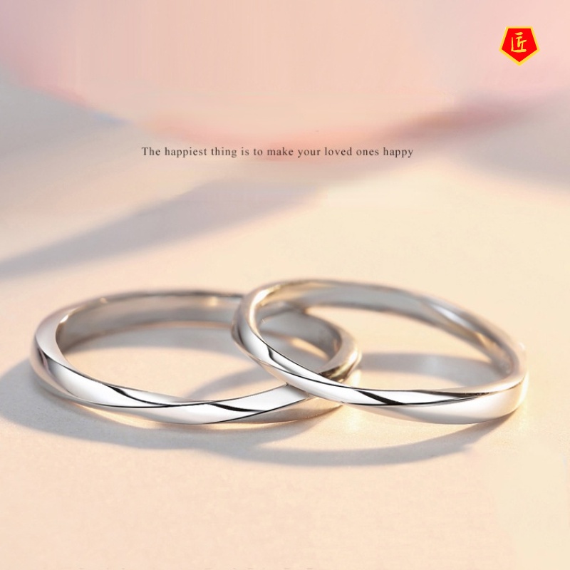 [Ready Stock]Simple Silver Mobius Strip Couple Rings