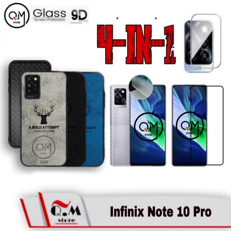 PROMO PAKET 4 IN1 Case Infinix Hot 11S NFC / Infinix Note 10 / Note 10 Pro / Note 10 Pro NFC Softcase DEER TPU