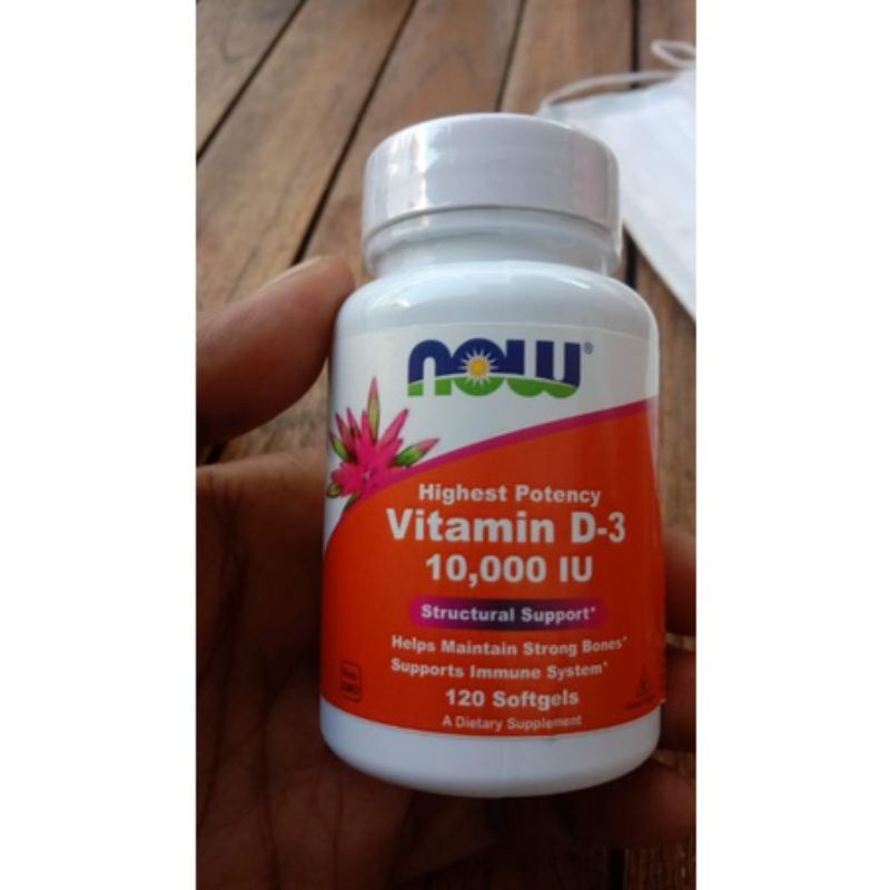 (Bisa COD) Now Foods, Vitamin D3 Vitamin D 3 High Potency, 10,000 IU, 120 Softgels 10000 iu