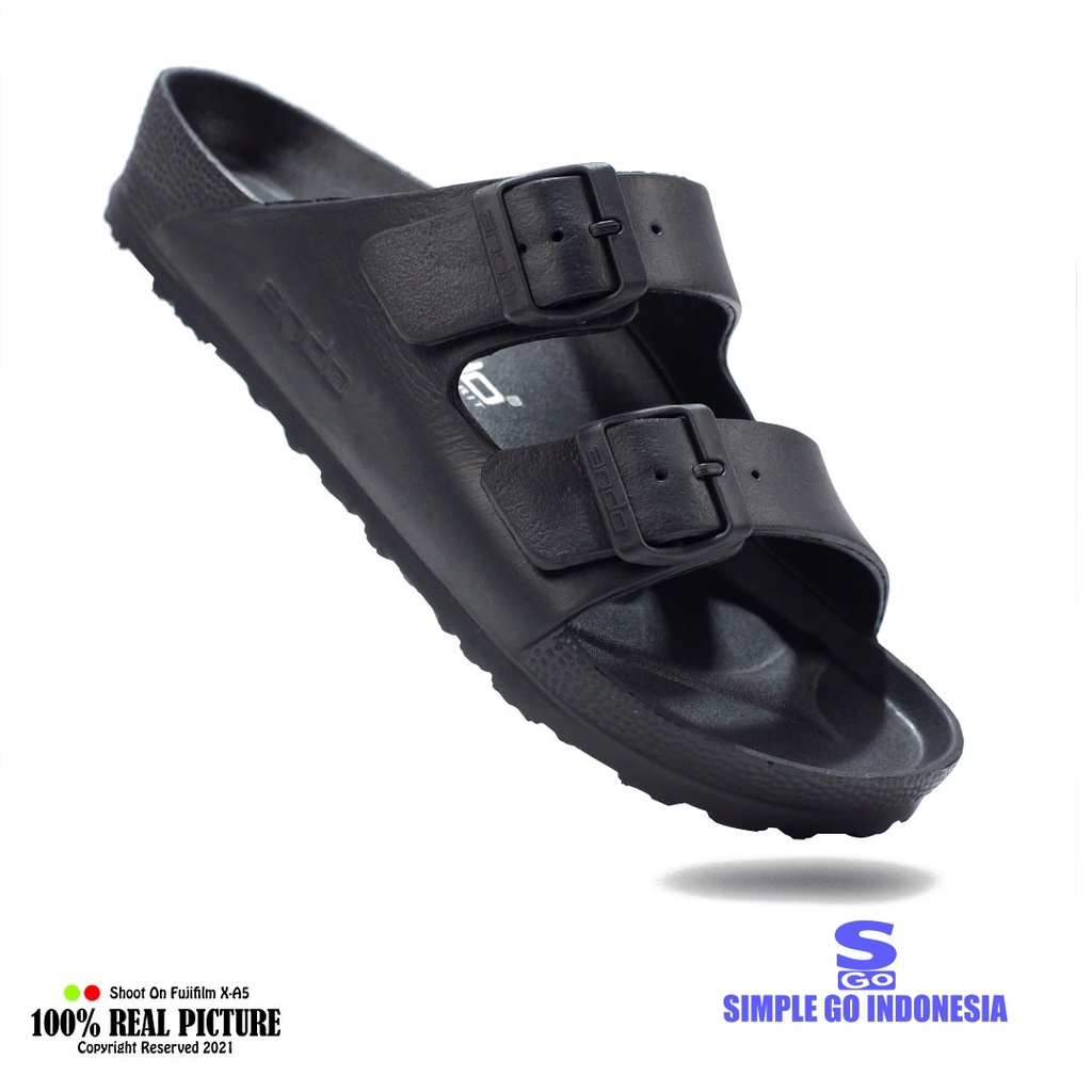 Ando Sultan Sendal gesper cowok ban 2 selop karet pylon ringan Sandal slip on kekinian pria size 38-