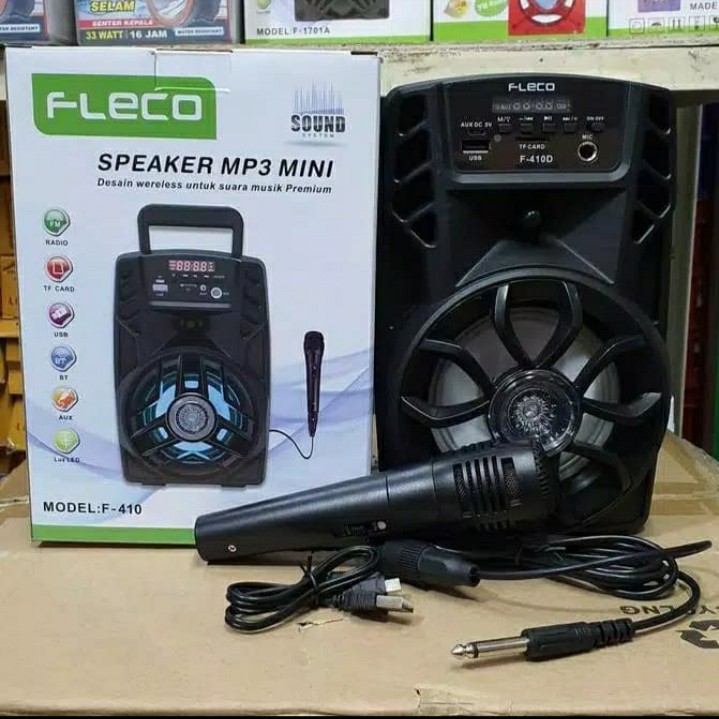 SPEAKER BLUETOOTH FLECO F-410 + 1 MIC KARAOKE FULL BASS