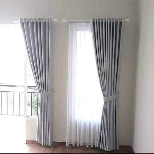 Gorden blackout gorden polos abu muda/silver [ 6 lipatan /gelembung ]