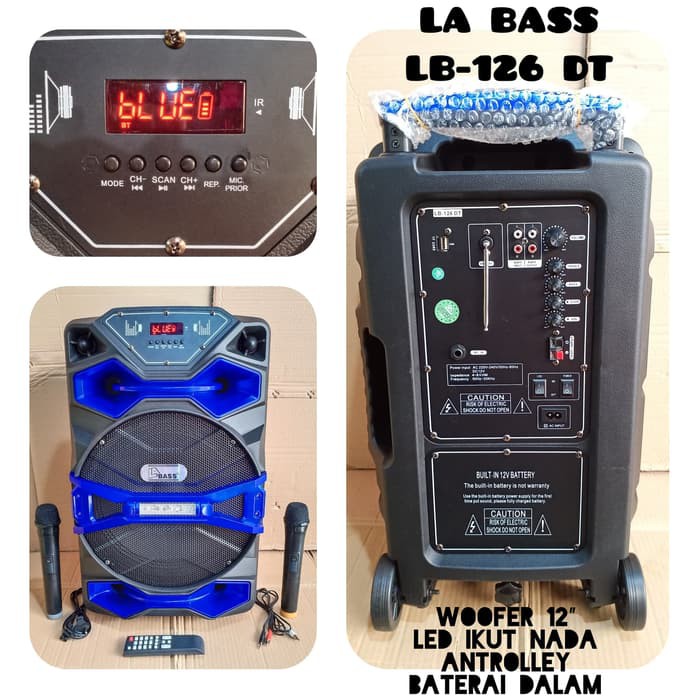 Speaker aktif portable bluetooth la bass lb126 dt 12 inch speker aktiv portabel wireless