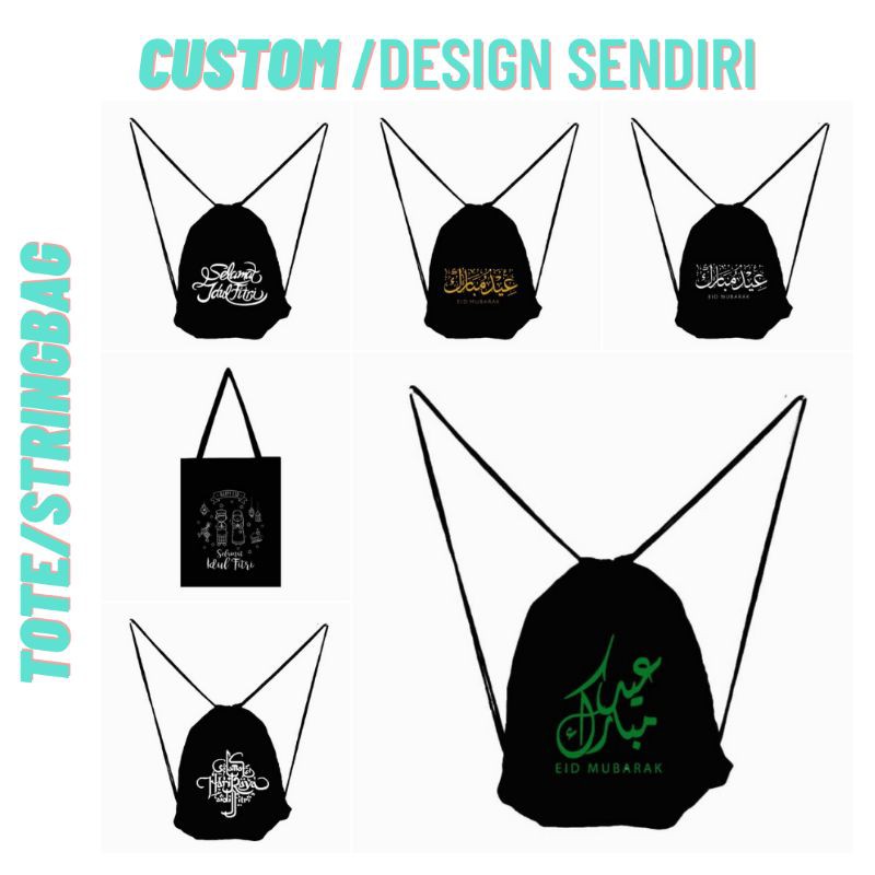 CUSTOM tote bag dan string bag FULL COLOR DTF   | BISA SATUAN |