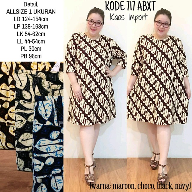 SUPPLIER JUMBOBIGSIZE: BAJU DRESS TERUSAN KAOS  BATIK BAGUS JUMBO BIG SIZE PLUS JOGJA 717