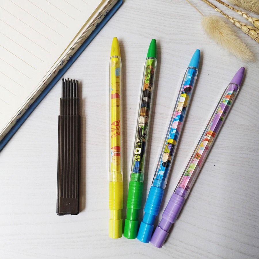 

Pensil Mekanik 2mm + Rautan Diujung Pensil - KARTUN KARAKTER