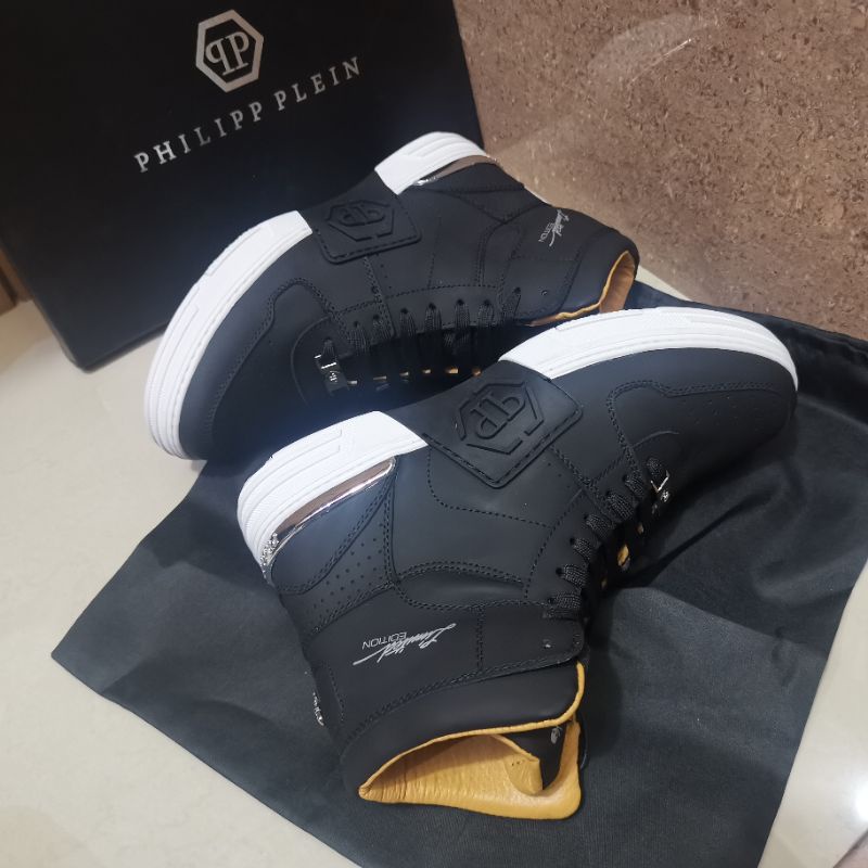 sepatu pp sneaker boots hitam philipp plein shoes mirror quality