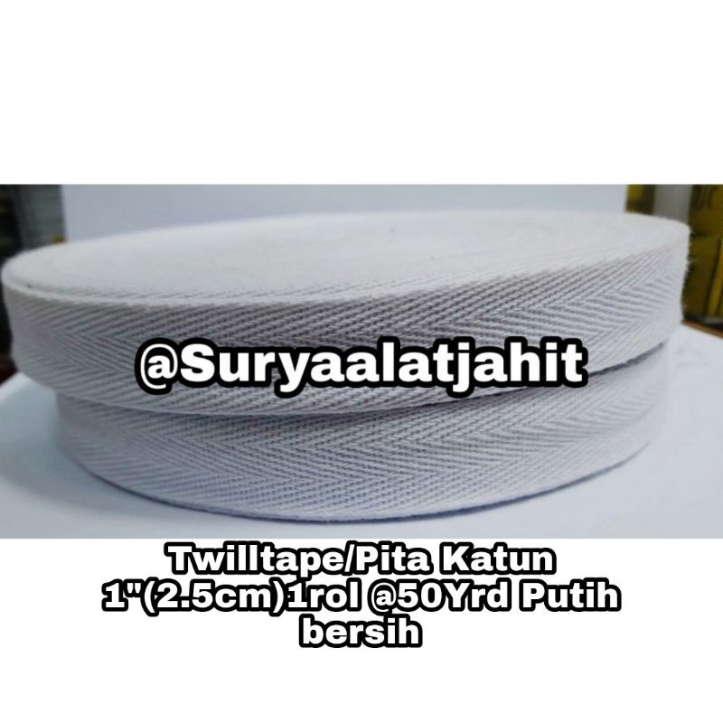 Twilltape Cotton 1in (2.5cm) Putih kapur MK @50Y =rp.47.000/1pcs