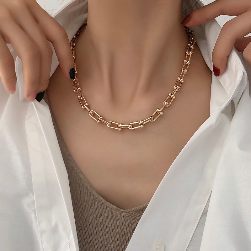 U-shaped Stitching Necklace Accessories Street Hip Hop Short Clavicle Chain