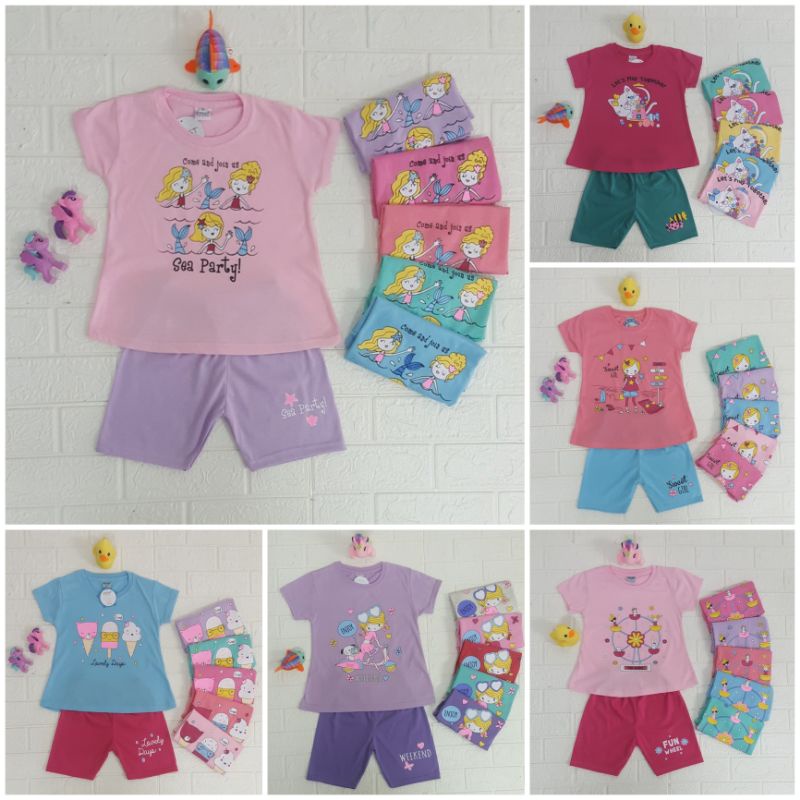 SETELAN EXIST STAR Setelan Anak Perempuan Bahan Kaos Katun Combed 2 - 7 Tahun