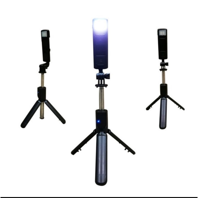 Tongsis Tripod Remote Bluetooth Selfie Stick LAMPU LED S03 S03-S live steaming