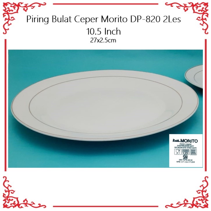 Piring Bulat Ceper Keramik Morito DP-820 2Les/DP-830 Blur Rose II/DP-850 Mahkota 10.5 Inch