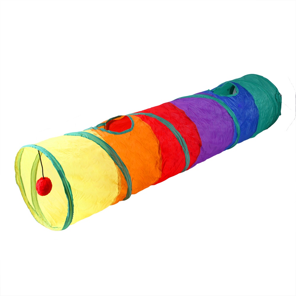 Lorong Mainan Hewan Kucing Pet Cat Toy Rainbow Cat Tunnel Pet Runway Channel Mainan Persediaan Hewan Peliharaan