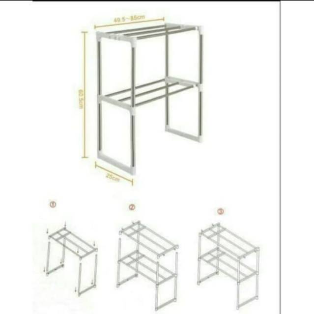 BISA COD Rak Dapur Microwave Storage Kitchen Rack Stainless Portable Rak Susun