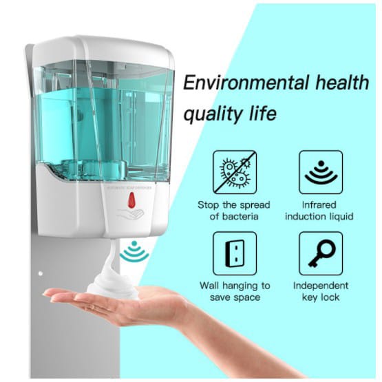 Dispenser Sabun Otomatis / Dispenser Sabun Cair / Tempat Sabun Otomatis Tempel Dinding SENSOR 700ML White