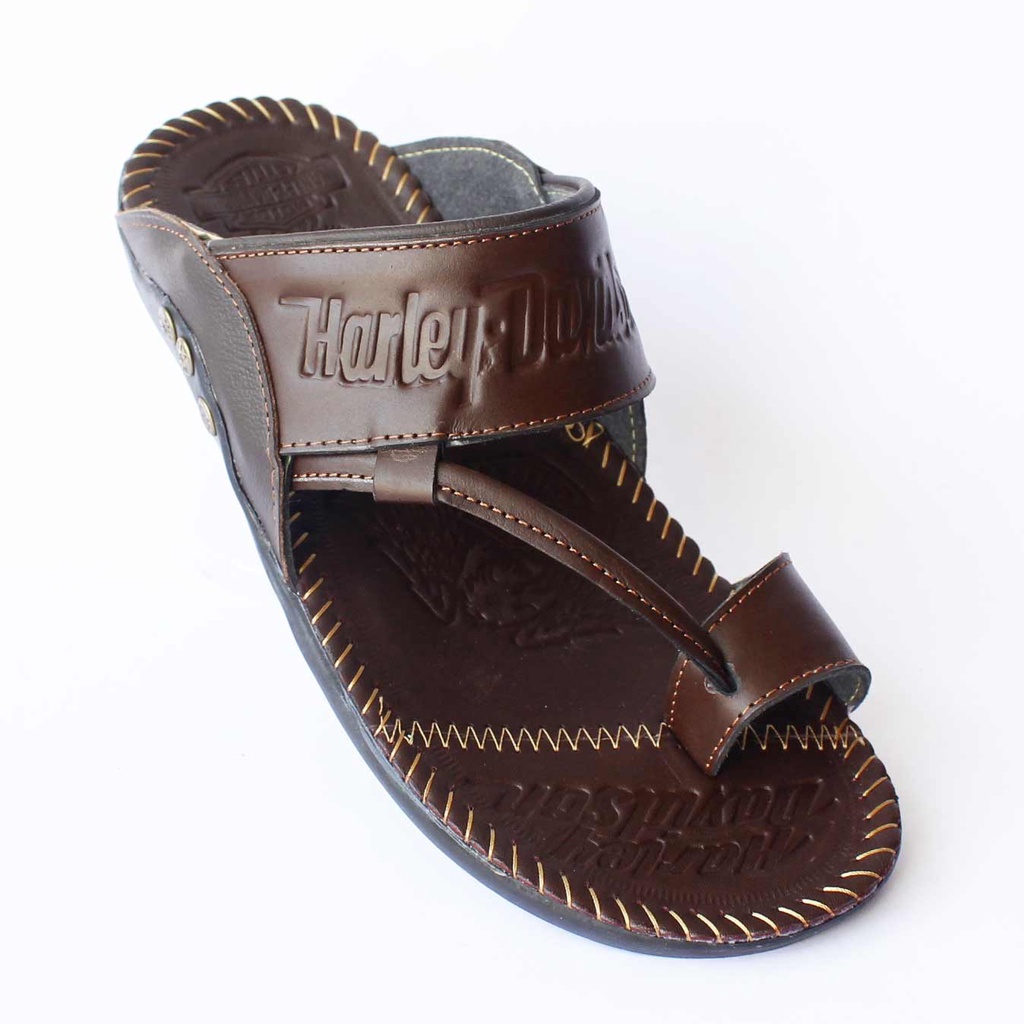 Sandal Kulit Asli - Sandal Kulit Pria Harley Davidson - Sandal Casual - Sandal Jepit Lingkar