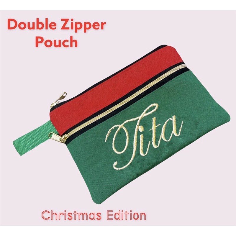 Fawn’G Handmade - Double Zipper Pouch Edisi Christmas / Pouch Natal