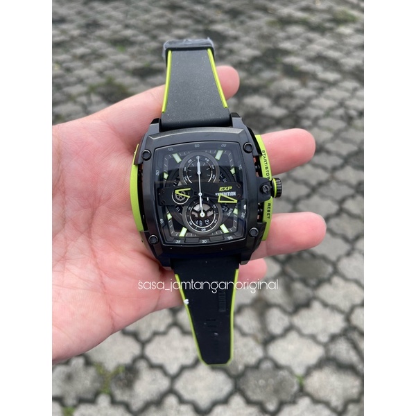 Jam Tangan Expedition EXP 3008 Original Black Light Green Pria