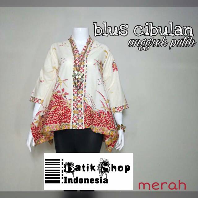 Premium ADA JUMBO XXL XXXL Blus Cibulan Anggrek Putih Batik Solo Atasan Kerja Kantoran Blouse Modern Kain Kondangan Kartini Waka