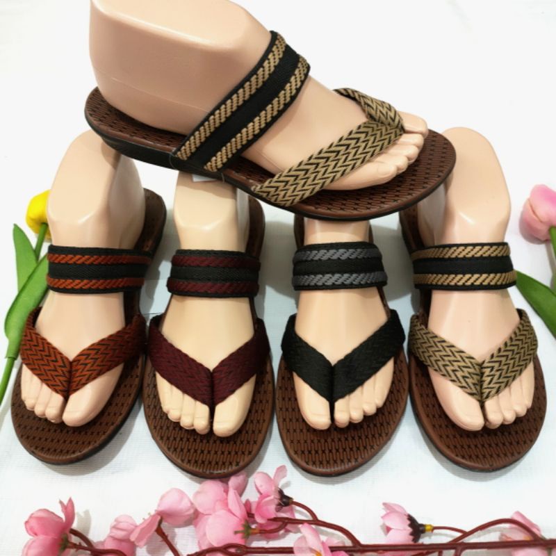 Sandal wanita ban 1 japit garis Felonie SE 01 Turki rajut terbaru murah