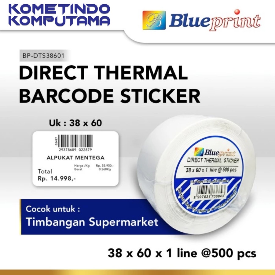 38x60x1 Line isi 500pcs Direct Thermal Sticker BLUEPRINT 38x60x1 Line isi 500pcs / Label Stiker