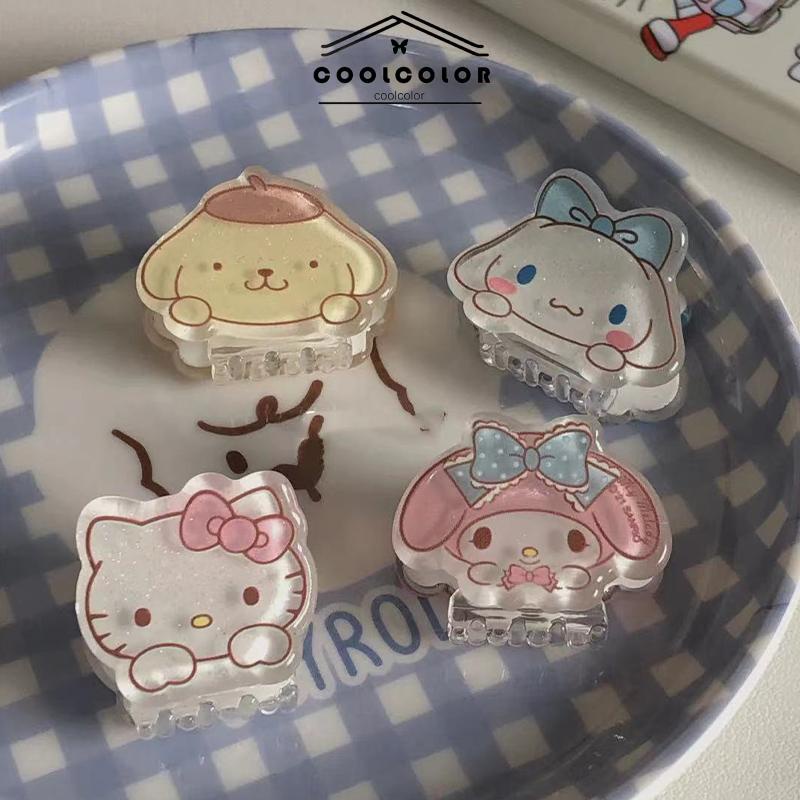 COD❤️Klip Jepit Rambut Cute Kartun Cinnamon Dog Melody Student Girl Akrilik Flash Halus Mini Kecil Ambil Wanita Aksesoris Fashion Murah Import Ready Stock