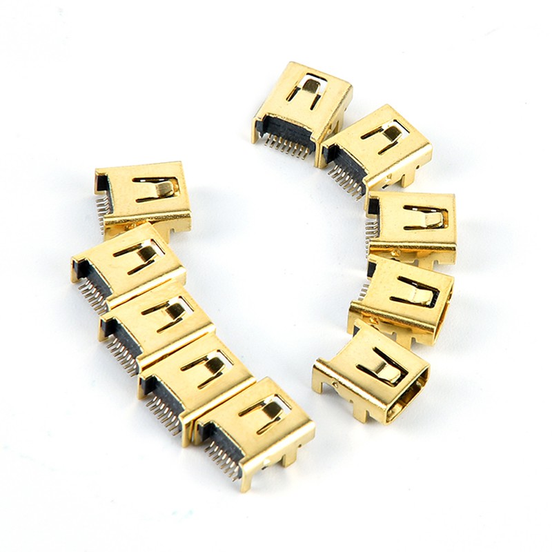 10pcs / 100pcs Konektor Soket Jack Female Mini Usb 8 Pin Untuk Pcb Smt