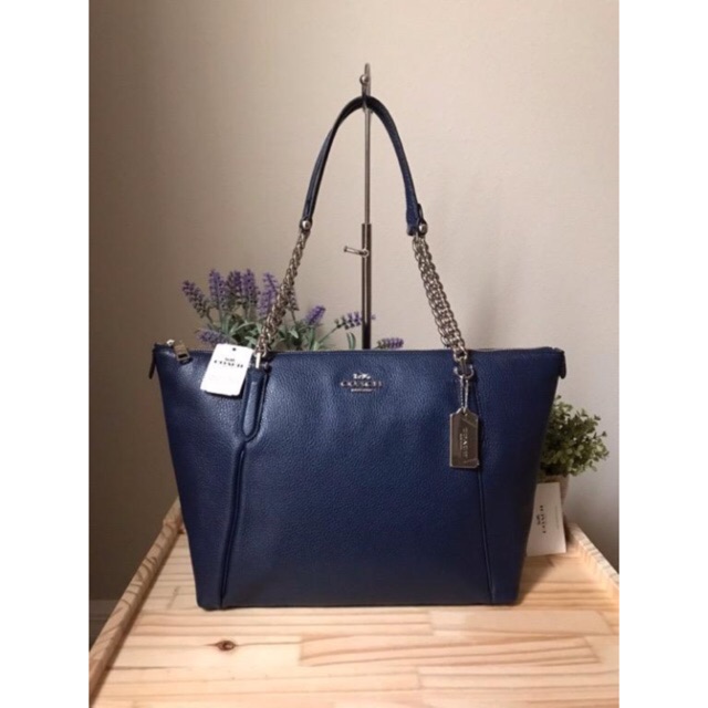 Tas coach ava tote chain navy original authentic bag