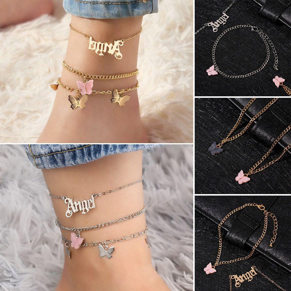 Lily Butterfly Anklets New Leg Foot Perhiasan Gelang Set