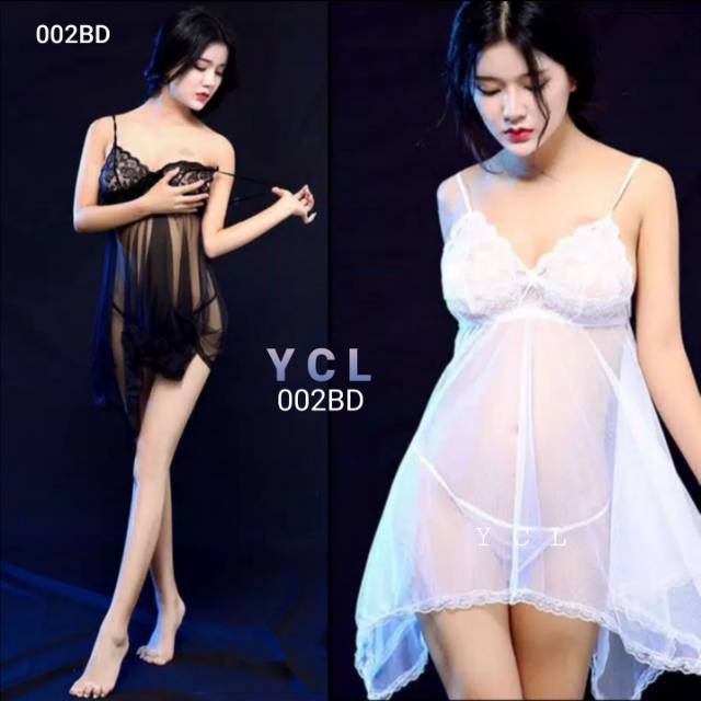 Lingerie Babydoll transparan + CD sexy  size M - XL , pakaian tidur wanita