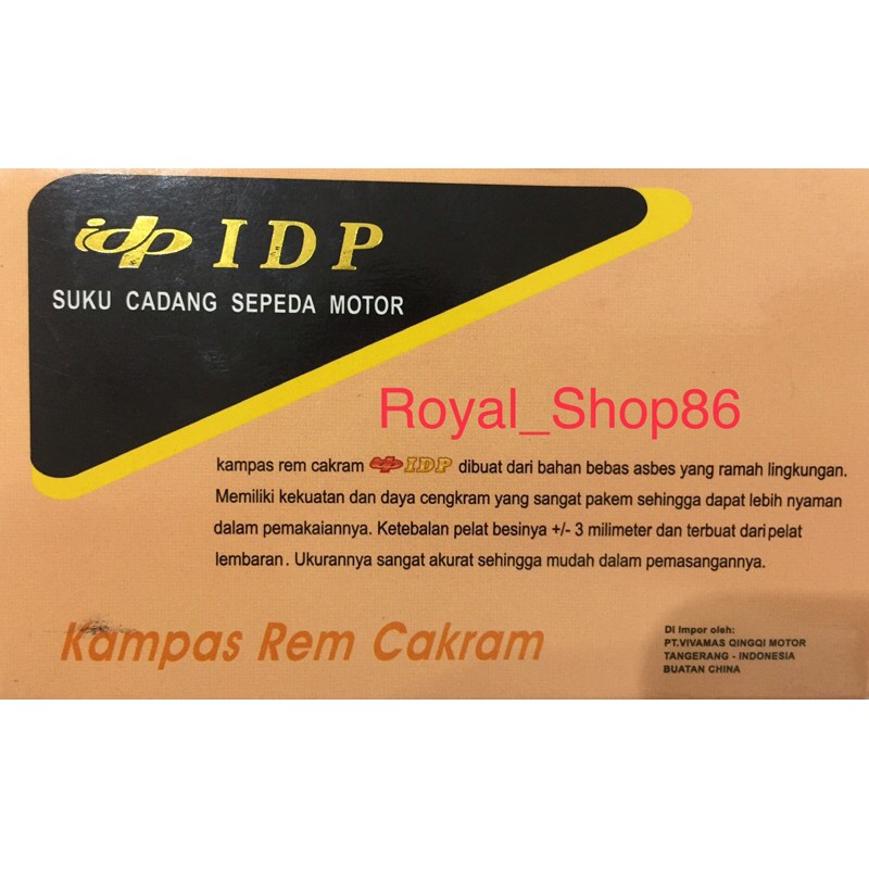 Kampas Rem Depan PCX New 2019-Up Disc Break Depan PCX New 2019-Up High Quality Merk IDP Original