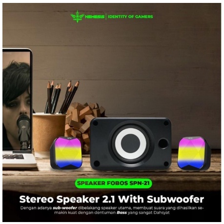 ITSTORE NYK Nemesis FOBOS SPN-21 / SPN 21 Subwoofer 2.1 RGB Speaker Gaming SPN21 Gaeansi Resmi 1 Tahun Bluetooth