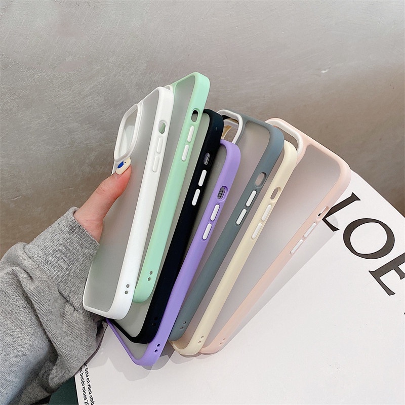 Case Pelindung Bahan Akrilik Matte Bening Untuk IPhone 12 13 Pro Max