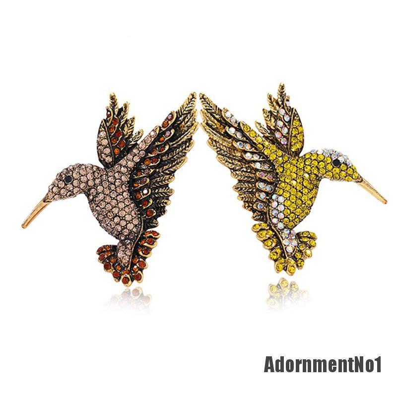 (Adornmentno1) 1pc Bros Pin Desain Burung Kolibri Hias Kristal Berlian Imitasi Untuk Wanita