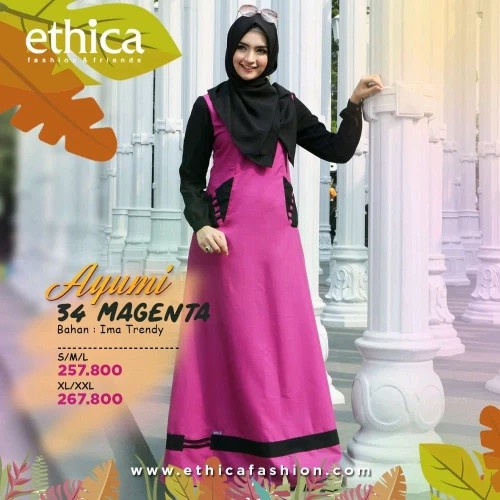 Gamis Ethica Ayumi 34 Magenta / Gamis Ethica Original / GAMIS ETHICA / BAJU GAMIS ETHICA / GAMIS MOD