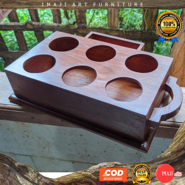 IMAJIART Tempat Aqua Gelas Kayu Jati Dekorasi Furniture Kayu Jati Blora Asli Oleh Seniman Jepara