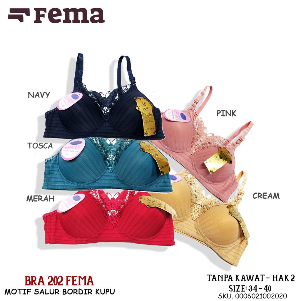 FEMA Official Shop Ecer 1 pcs Bh Bra 202/8998 Renda Kupu Import