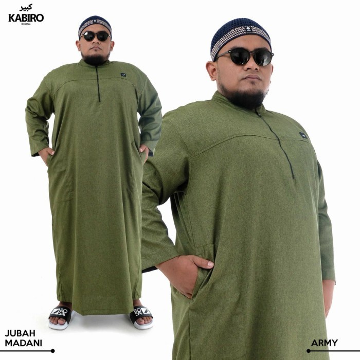 Jubah Madani KABIRO Gamis Lengan Panjang Pria Dewasa Jumbo Big Size