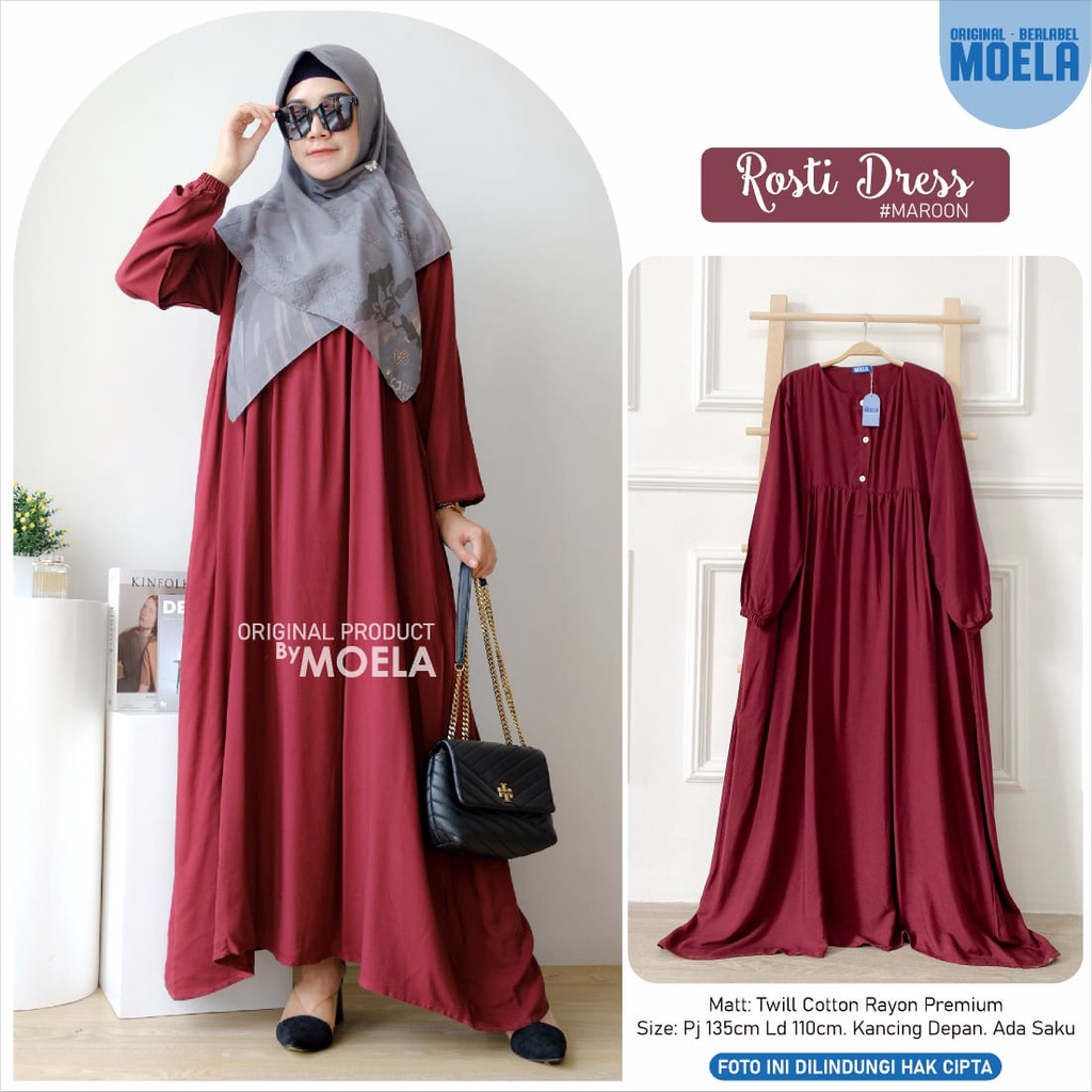ROSTI DRESS MAXI MOELA GAMIS  POLOS BUSUI JUMBO