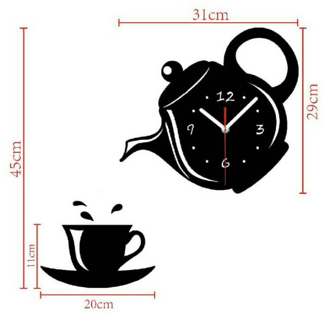 Jam DIY Besar Model Teko Cangkir Kopi Unik Diameter 40-70cm