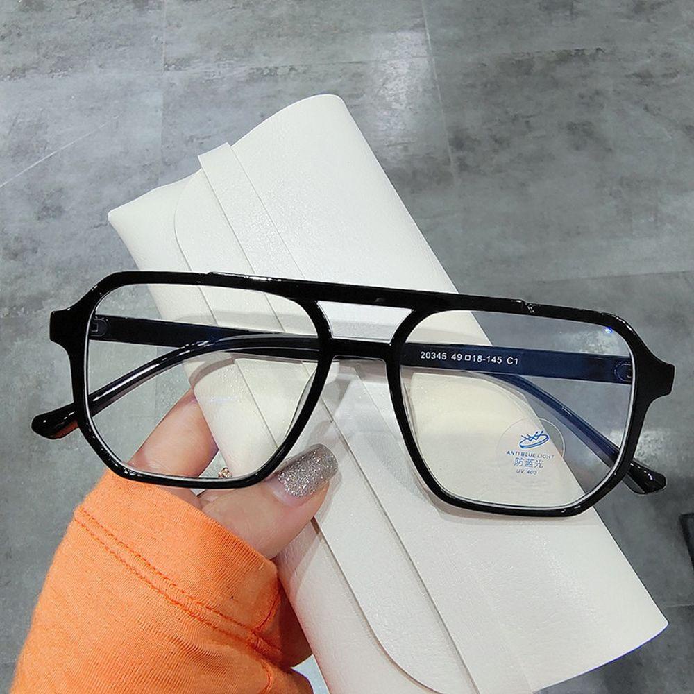 Agustinina Anti-blue Light Glasses Vintage Vision Care Perlindungan Anti Radiasi Square Double Bridges Women Glasses