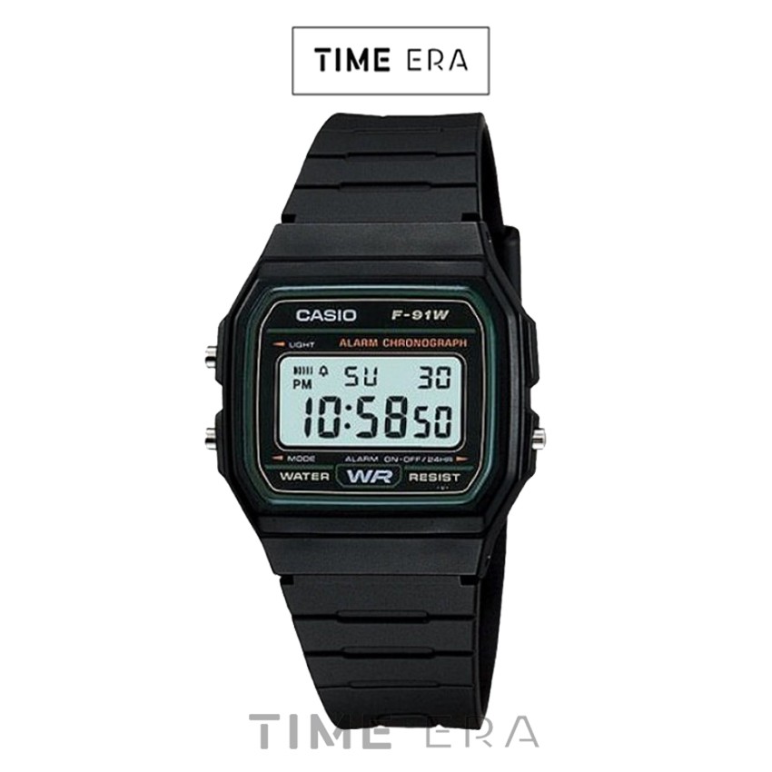 Casio Original F-91W-3DG / F91W-3DG  Jam Tangan Pria - Digital - Karet - Hitam