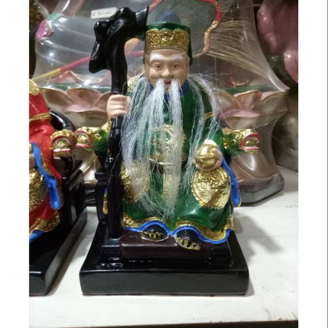 patung dewa bumi tutikong hijau fiber 8 inch