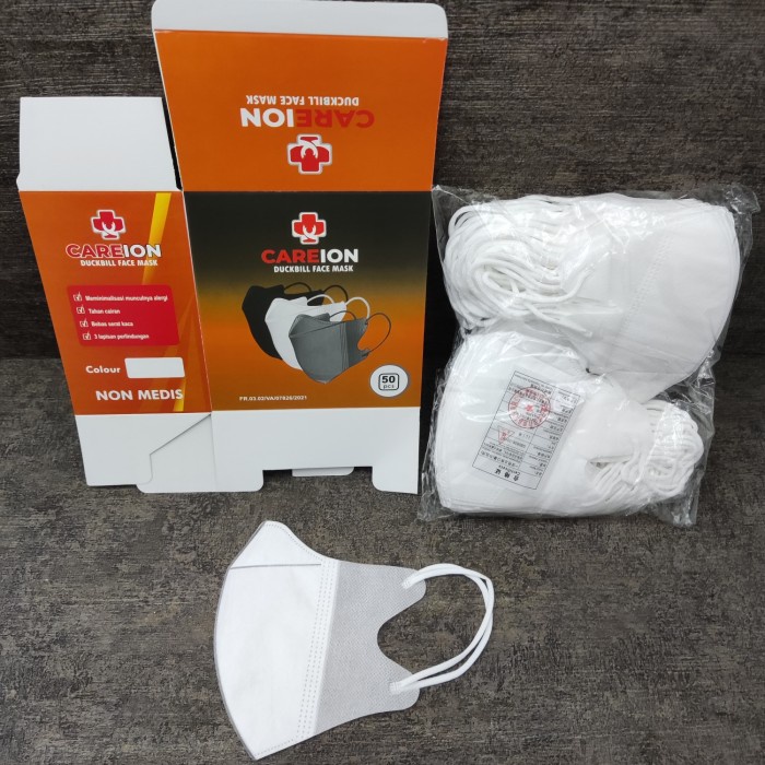 Masker Duckbill 5ply Careion Mix 5 warna isi 50pcs 5 ply - DB 3ply white