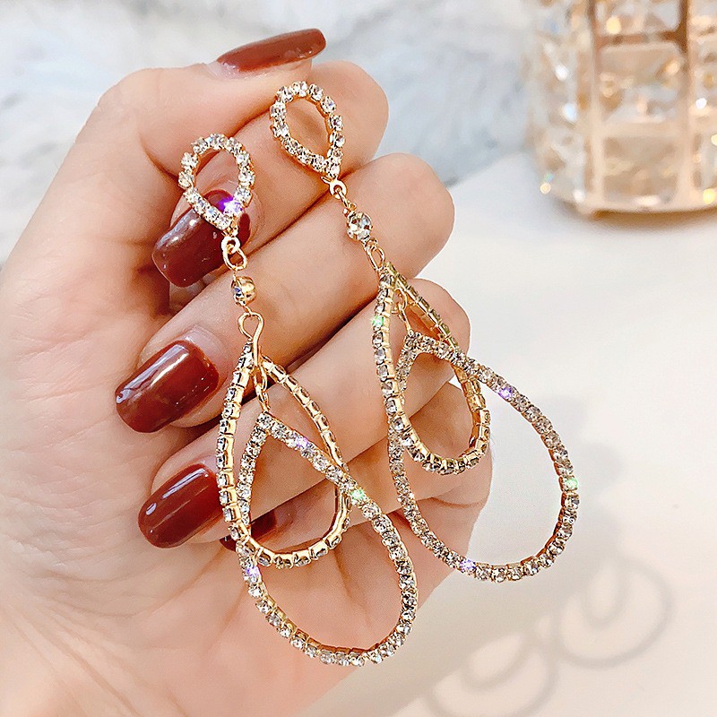 Jewerlyhouse.medan Anting Titanium Hoop Berlian Imitasi Korea Style